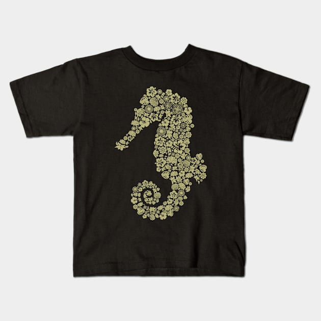 Sea horse flower illustration Kids T-Shirt by Mako Design 